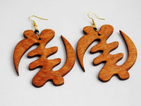 Gye Nyame Earrings African Jewelry Afrocentric Wooden Women