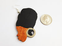 African Women Earrings Head Wrap Natural Hair Jewelry Wooden Black Silver Gift Ideas for Her
