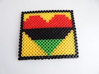 Heart Coasters RBG Pan African Square Red Black Green Beaded Coaster Home Decor Set of 4