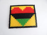 Heart Coasters RBG Pan African Square Red Black Green Beaded Coaster Home Decor Set of 4