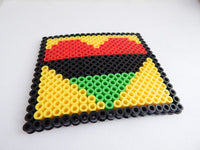 Heart Coasters RBG Pan African Square Red Black Green Beaded Coaster Home Decor Set of 4