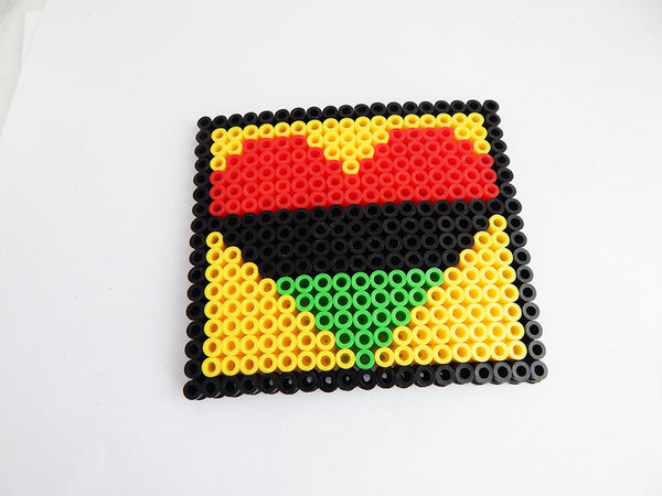 Heart Coasters RBG Pan African Square Red Black Green Beaded Coaster Home Decor Set of 4