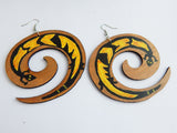 Hand Painted African Lizard Earrings, Swirl Women Handmade Black Owned