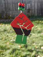 Black Power Fist Car Charm RBG  Car Accessories Red Black Green Rear View Mirror