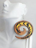 Hand Painted African Lizard Earrings, Swirl Women Handmade Black Owned