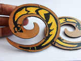Hand Painted African Lizard Earrings, Swirl Women Handmade Black Owned