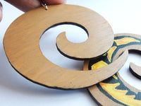 Hand Painted African Lizard Earrings, Swirl Women Handmade Black Owned