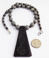 Leather Necklace Beaded Jewelry Gray Burgundy Unique Handmade