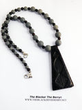 Leather Necklace Beaded Jewelry Gray Burgundy Unique Handmade