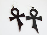 Leather Earrings Ankh Jewelry Black Egyptian Jewelry Black Owned Business