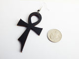 Leather Earrings Ankh Jewelry Black Egyptian Jewelry Black Owned Business