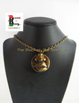 Clay African Necklace African Jewelry Tribal necklace African Pendant Face Pendant Chain Necklace Antique Gold Lips Nose Handmade Men Women