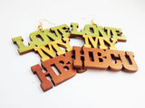 Love My HBCU Earrings Wooden Jewelry Hand Painted Ethnic Art Green Gold