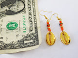Orange Bracelet Beaded Brass Ethnic Jewelry Set Earrings