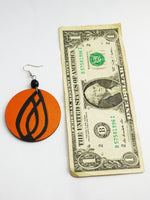 Orange & Black Earrings Hand Painted Wooden Jewelry