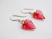 Pink Heart Earrings Sterling Silver Gift Ideas for Her Christmas