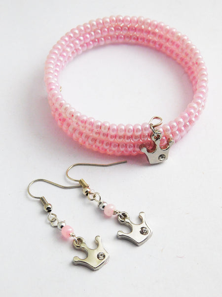 Princess Bracelet Pink Jewelry Earrings
