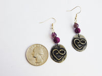 Infinity Heart Love Earrings Purple Beaded Pewter Ethnic Gift Ideas Women