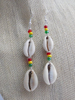 Cowrie Shell Earrings Rasta Beaded African Ethnic Jewelry