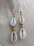 Cowrie Shell Earrings Rasta Beaded African Ethnic Jewelry