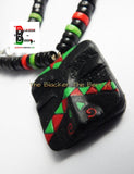 RBG Mens African Necklace RBG Mask Beaded Necklace Red Black Green Mens Tribal Jewelry
