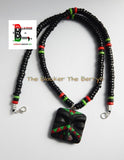 RBG Mens African Necklace RBG Mask Beaded Necklace Red Black Green Mens Tribal Jewelry