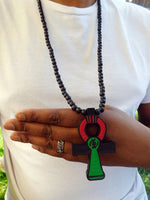 Ankh Necklace Men Large Pan African RBG Jewelry Egyptian Necklaces