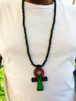 Ankh Necklace Men Large Pan African RBG Jewelry Egyptian Necklaces