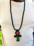Ankh Necklace Men Large Pan African RBG Jewelry Egyptian Necklaces