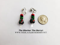 RBG Earrings Pan African Beaded Jewelry Clip On