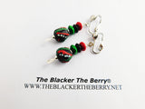 RBG Earrings Pan African Beaded Jewelry Clip On