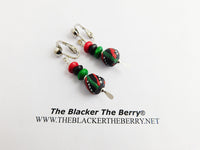 RBG Earrings Pan African Beaded Jewelry Clip On