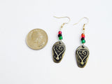 African Earrings Sankofa Jewelry RBG Red Black Green Pewter Ethnic