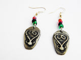 African Earrings Sankofa Jewelry RBG Red Black Green Pewter Ethnic