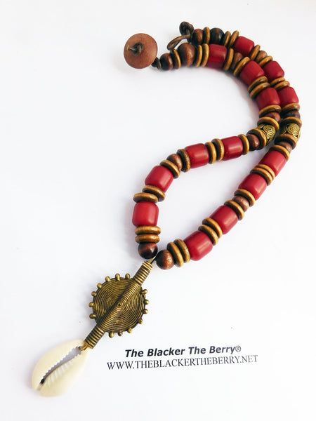 Women African Necklaces Red Beaded Jewelry Ethnic The Blacker The Berry