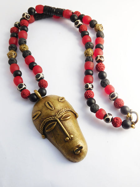 African Jewelry Men Necklaces Beaded Ethnic Brass Africa Gift Ideas