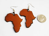 African Jewelry Set Orange Leather Earrings Beaded Bracelet