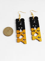 Sexy Earrings Wooden Hand Painted Black Gold