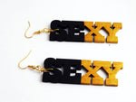 Sexy Earrings Wooden Hand Painted Black Gold