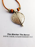 Tribal Necklace Women Jewelry Silver Leaf Leather Gift Ideas