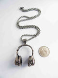 Silver Headphones Necklace