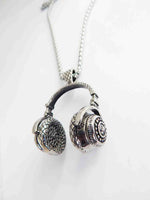Silver Headphones Necklace