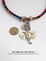 Tribal Elephant Necklace Silver Fabric Jewelry Women