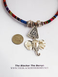 Tribal Elephant Necklace Silver Fabric Jewelry Women