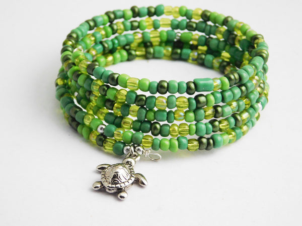 Turtle Bracelets Green Beaded Ethnic Jewelry Gift Ideas