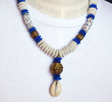 White Necklace Beaded Blue Jewelry Men Women
