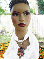 White Scarf Fall Accessories Ethnic Pendant Afrocentric