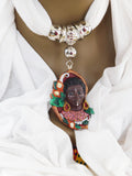 White Scarf Fall Accessories Ethnic Pendant Afrocentric