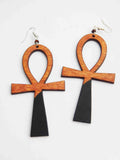 Ankh Earrings Wooden Jewelry Ankh Black Hand Painted Wood Ethnic Afrocentric Egyptian Gift Ideas for Her Black Owned Business