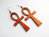 Ankh Earrings Wood RBG Beaded Ankhs Jewelry The Blacker The Berry®